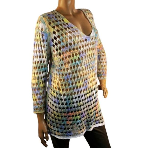 Open Stitch Multicolor Crochet Tunic Boho - Picture 6 of 7